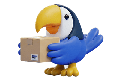 Mascotte Shiptify avec colis