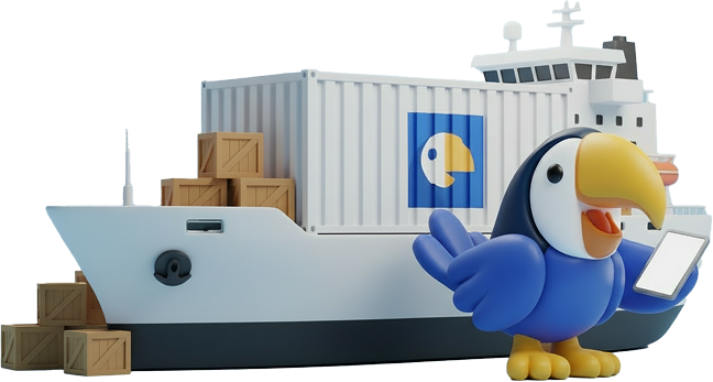 Shiptify mascot on a boat